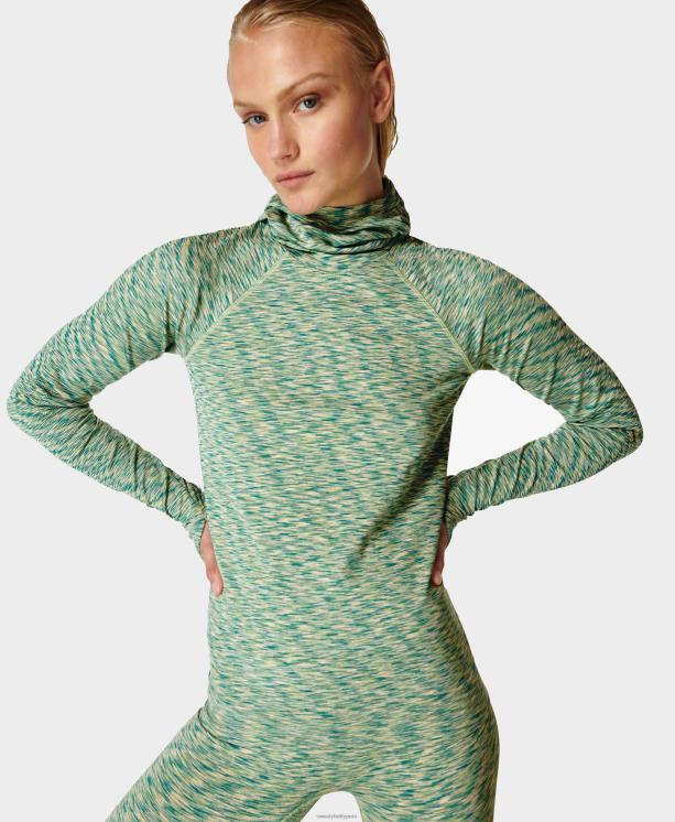Sweaty Betty mujer camiseta interior con capucha y diseño spacedye NX4X765 ropa terreno verde