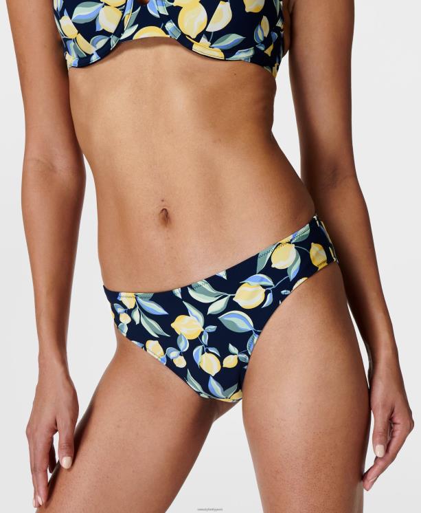 Sweaty Betty mujer braguita de bikini península xtra life NX4X633 ropa estampado de limonero azul