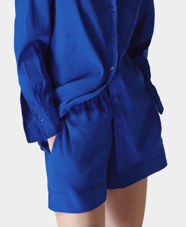 Sweaty Betty mujer pantalones cortos de lino elástico de verano NX4X875 ropa relámpago azul