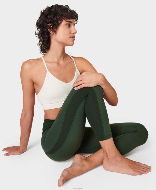 Sweaty Betty mujer Leggings de yoga 7/8 de canalé súper suaves NX4X288 ropa caminata verde