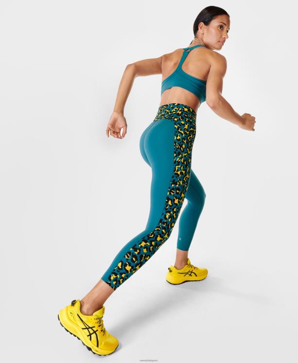 Sweaty Betty mujer Leggings deportivos Power Ultrasculpt de cintura alta 7/8 con bloques de color NX4X482 ropa estampado de leopardo de píxeles azules