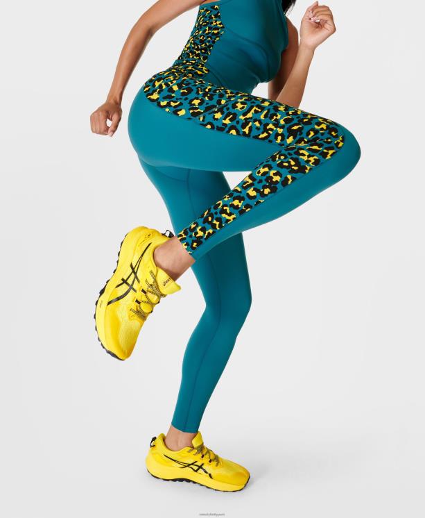 Sweaty Betty mujer Leggings deportivos de cintura alta Power Ultrasculpt con bloques de color NX4X474 ropa estampado de leopardo de píxeles azules