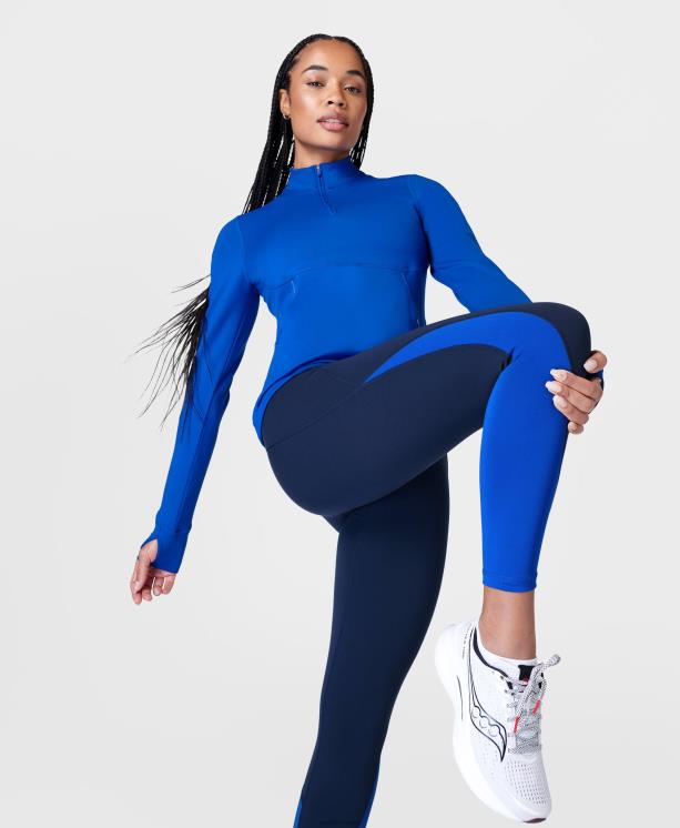 Sweaty Betty mujer leggings con curva de color de entrenamiento power 7/8 NX4X145 ropa azul relámpago/azul marino
