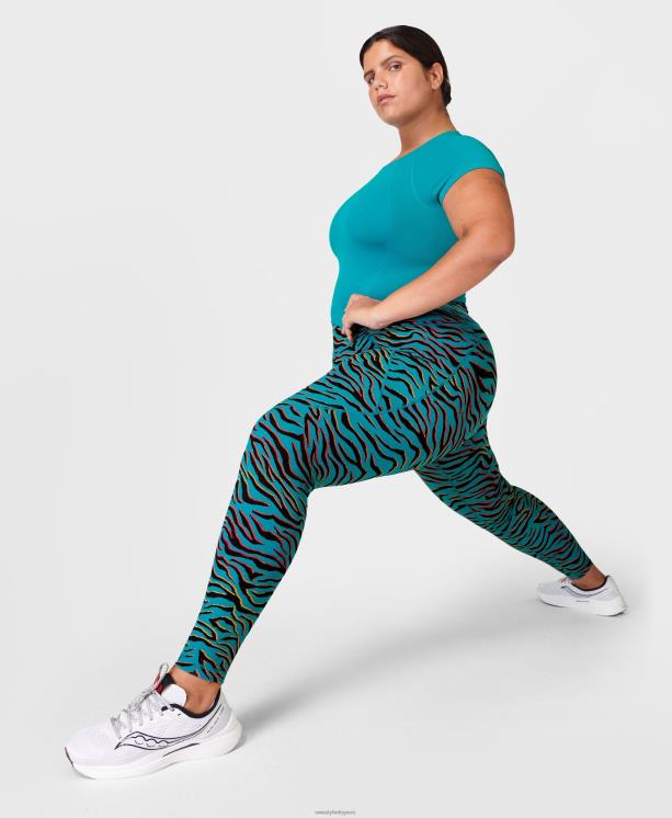 Sweaty Betty mujer leggings de entrenamiento de potencia NX4X57 ropa estampado de tigre degradado azul