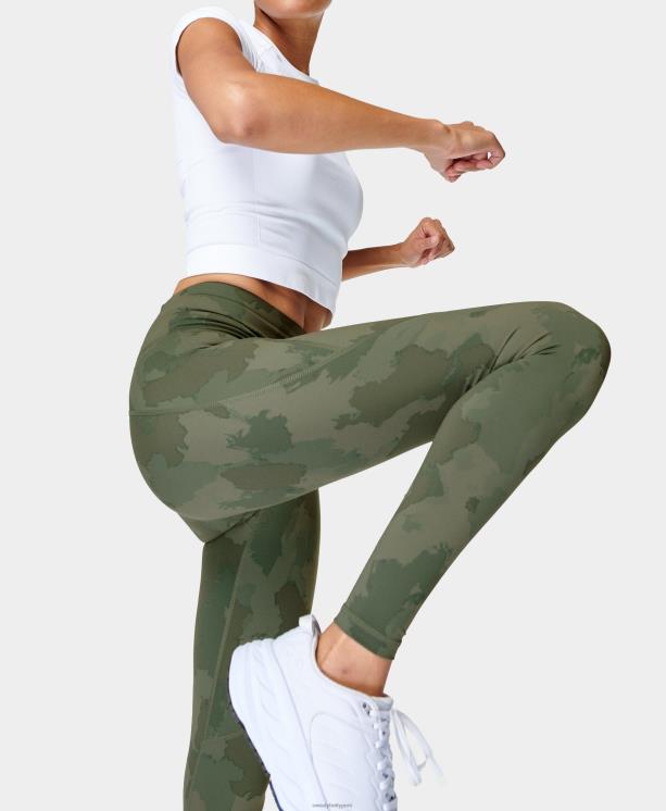 Sweaty Betty mujer leggings de entrenamiento de potencia NX4X65 ropa estampado de camuflaje pintado de verde