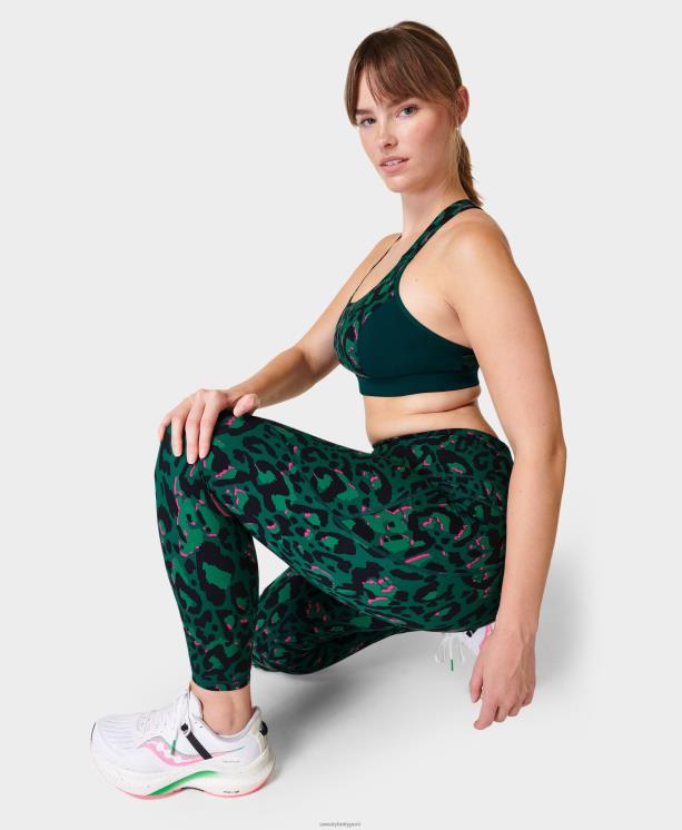 Sweaty Betty mujer leggings de entrenamiento power 7/8 NX4X26 ropa pincelada verde estampado leo