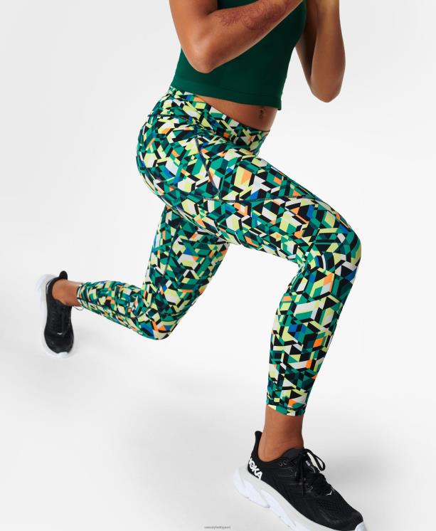 Sweaty Betty mujer leggings de entrenamiento power 7/8 NX4X32 ropa impresión de laberinto geográfico verde
