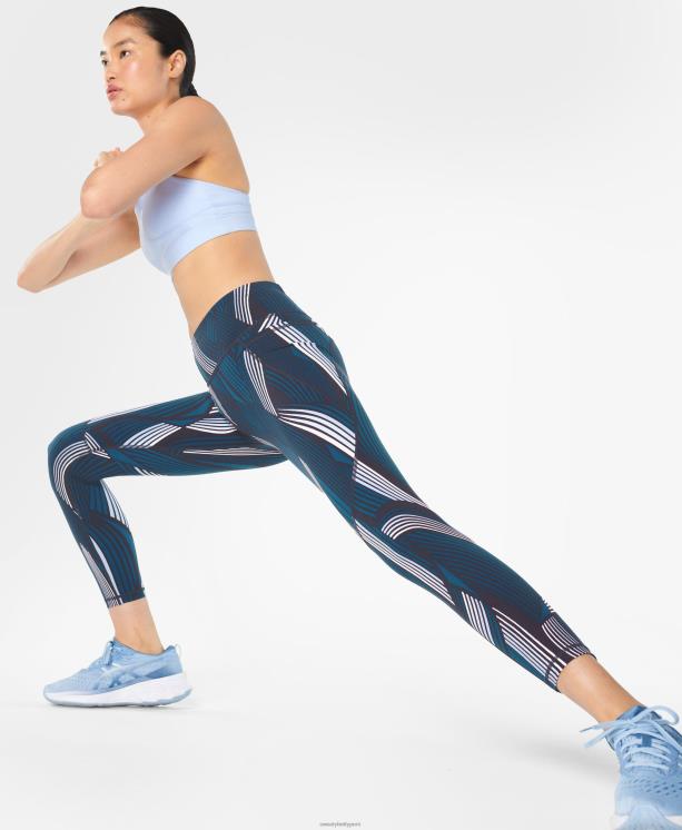 Sweaty Betty mujer leggings de entrenamiento power 7/8 NX4X37 ropa estampado de olas azules