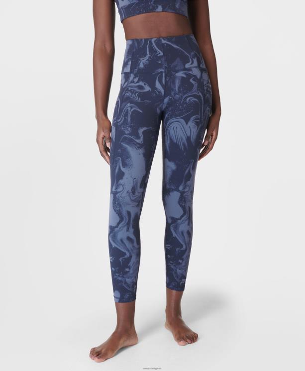 Sweaty Betty mujer leggings de yoga 7/8 súper suaves NX4X105 ropa estampado de motas de mármol azul