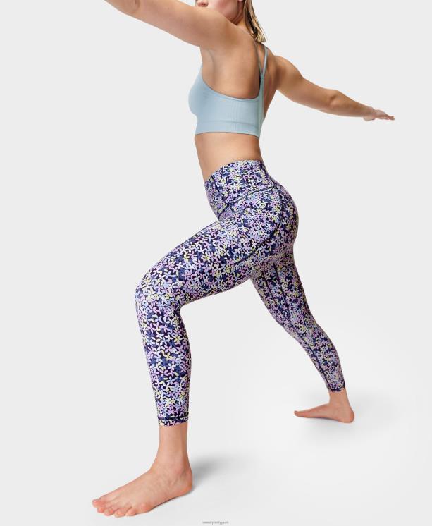 Sweaty Betty mujer leggings de yoga 7/8 súper suaves NX4X114 ropa estampado de sombras florales violetas