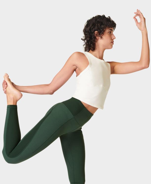 Sweaty Betty mujer leggings de yoga acanalados súper suaves NX4X386 ropa caminata verde