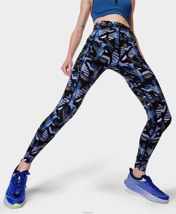 Sweaty Betty mujer leggings deportivos power ultrasculpt de talle alto NX4X473 ropa impresión de sombra lineal azul