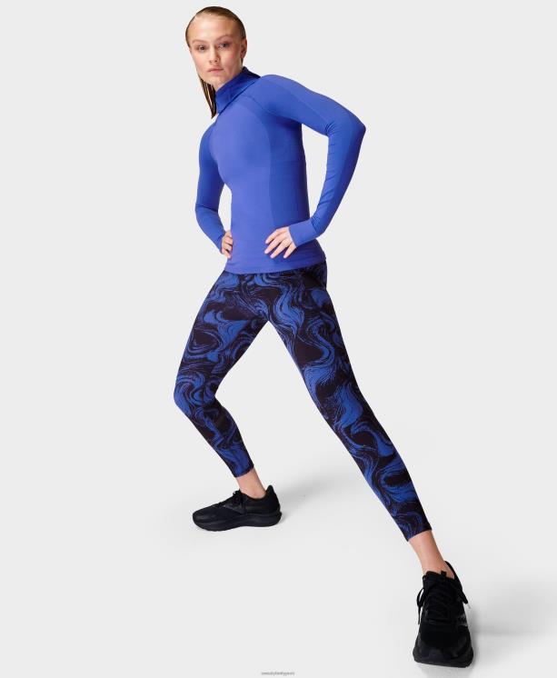 Sweaty Betty mujer leggings para correr 7/8 de cintura alta y gravedad cero NX4X992 ropa estampado de ondas azules