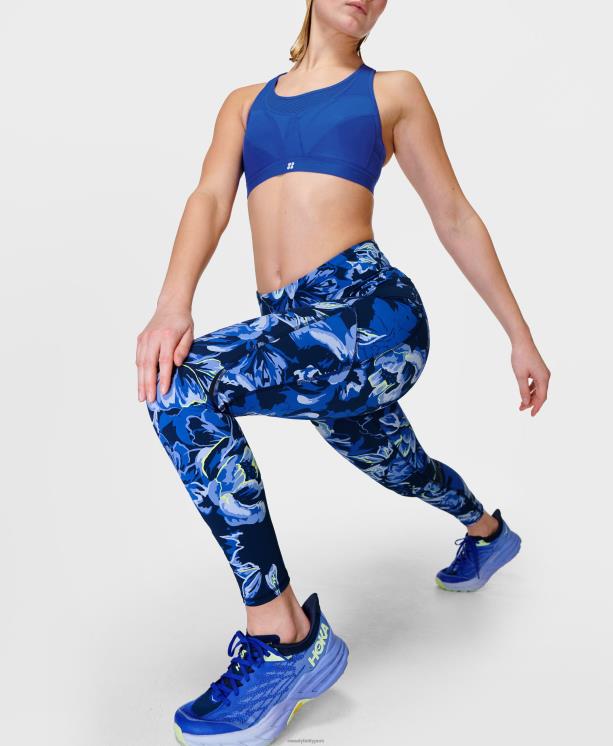 Sweaty Betty mujer leggings para correr de talle alto gravedad cero NX4X904 ropa estampado floral adornado azul