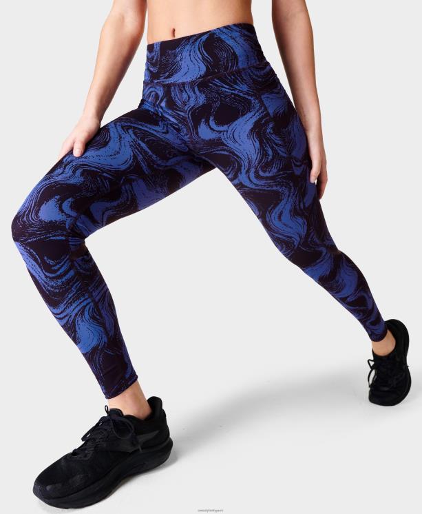 Sweaty Betty mujer leggings para correr de talle alto gravedad cero NX4X910 ropa estampado de ondas azules