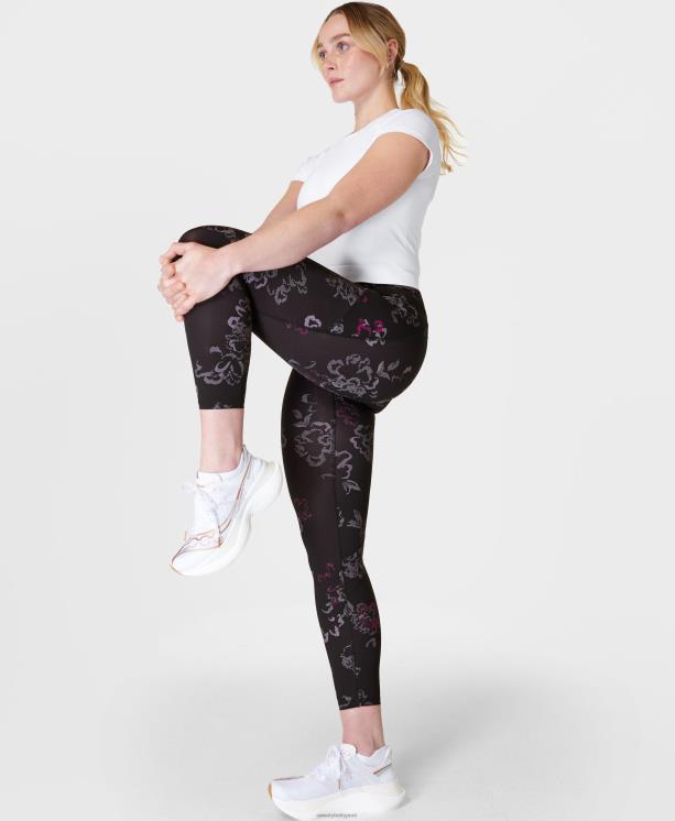 Sweaty Betty mujer leggings para correr gravedad cero 7/8 NX4X207 ropa estampado floral técnico negro