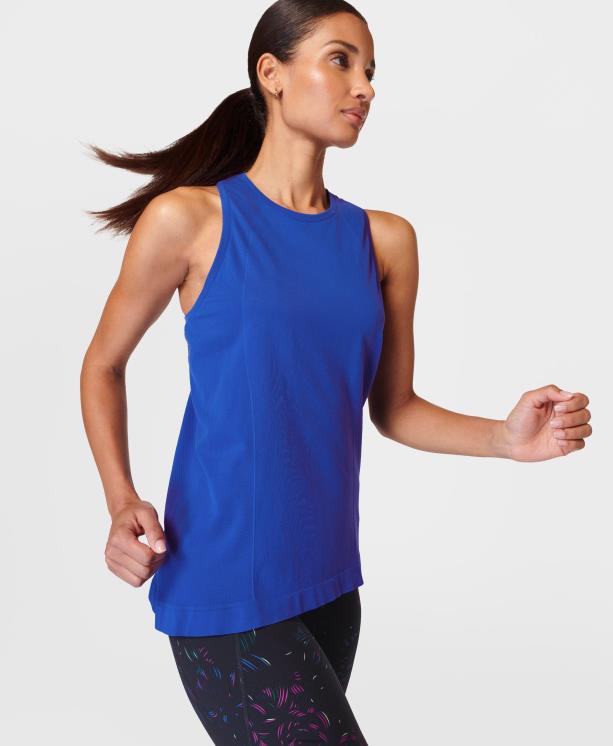 Sweaty Betty mujer Camiseta sin mangas de entrenamiento de peso pluma sin costuras para atleta NX4X102 ropa relámpago azul