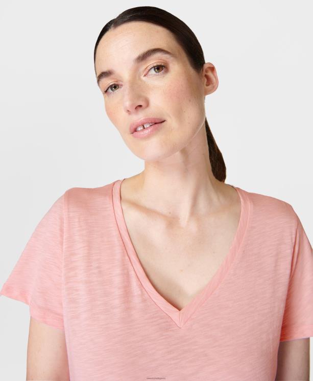 Sweaty Betty mujer actualizar camiseta con cuello en v NX4X1075 ropa Rosa suave