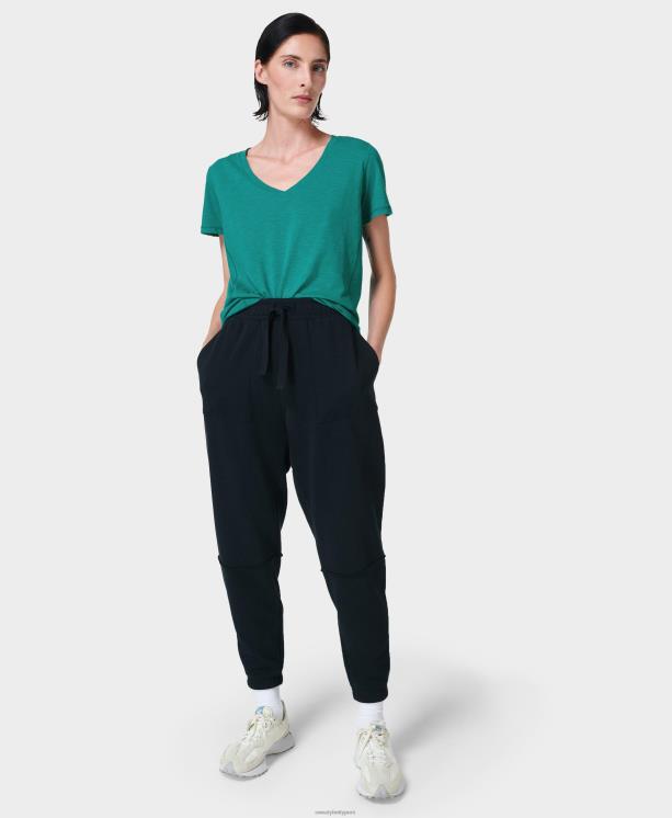 Sweaty Betty mujer actualizar camiseta con cuello en v NX4X1076 ropa ola verde