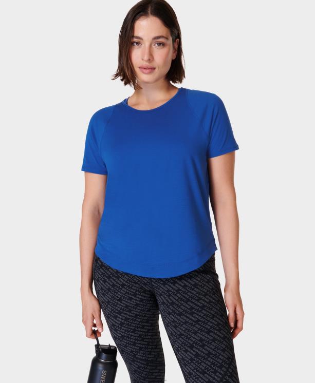 Sweaty Betty mujer camiseta para correr respira fácil NX4X495 ropa relámpago azul