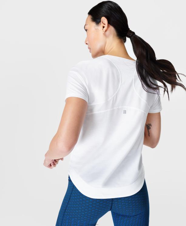 Sweaty Betty mujer camiseta para correr respira fácil NX4X497 ropa blanco