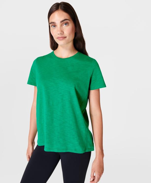 Sweaty Betty mujer camiseta refrescante con cuello redondo NX4X980 ropa verde vivo