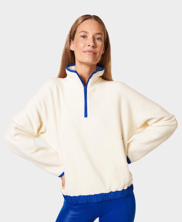 Sweaty Betty mujer jersey de lana malva con media cremallera NX4X670 ropa estudio blanco