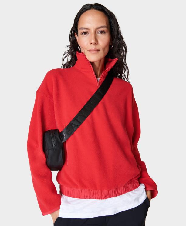 Sweaty Betty mujer jersey de lana malva con media cremallera NX4X671 ropa rojo intenso