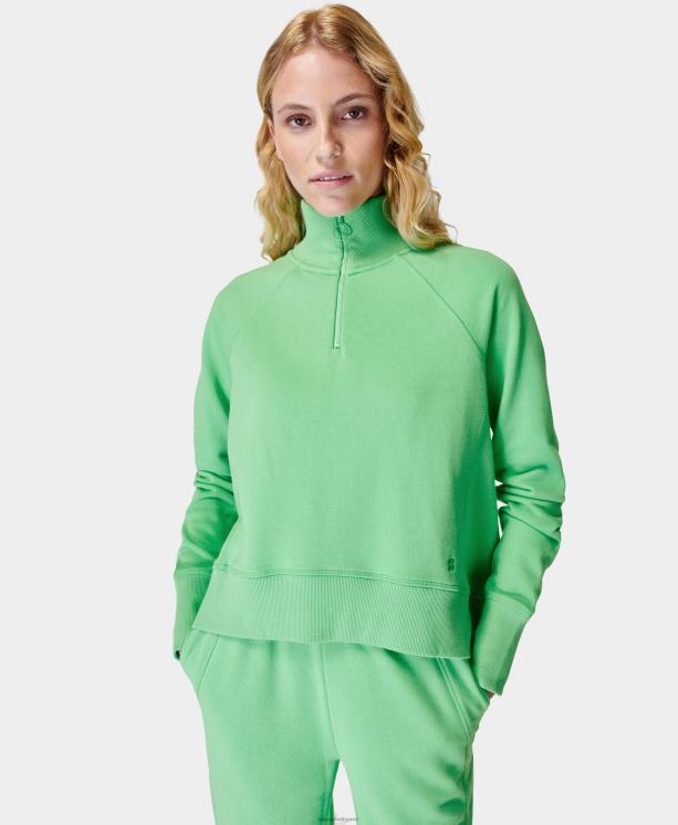 Sweaty Betty mujer jersey revive de canalé con media cremallera NX4X378 ropa irradiar verde