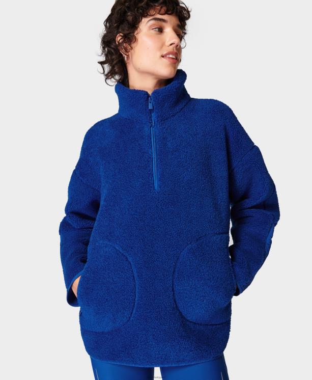 Sweaty Betty mujer media cremallera texturizada de felpa polar NX4X358 ropa relámpago azul