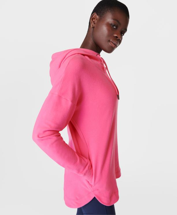 Sweaty Betty mujer sudadera con capucha de lana escape luxe NX4X293 ropa camelia rosa