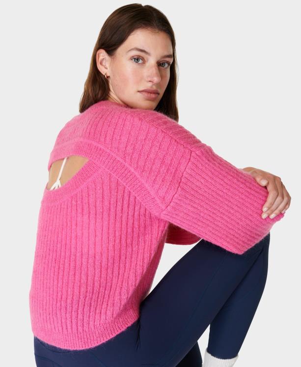 Sweaty Betty mujer suéter con espalda abierta hera NX4X279 ropa camelia rosa