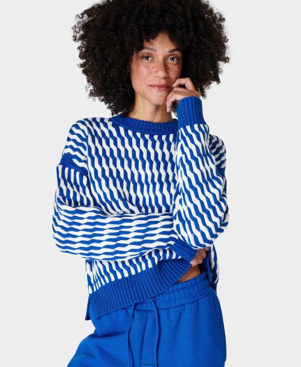 Sweaty Betty mujer suéter de ochos clásico NX4X353 ropa relámpago azul