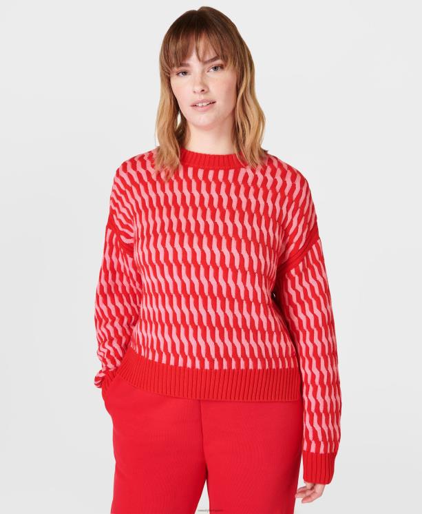 Sweaty Betty mujer suéter de ochos clásico NX4X356 ropa Rosa rojo