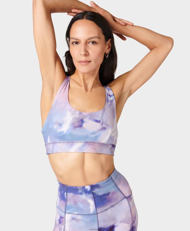 Sweaty Betty mujer sujetador de yoga reversible súper suave NX4X340 ropa estampado de niebla púrpura/azul sin fin